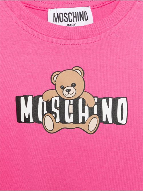Abito bambina Moschino Baby rosa con logo Teddy Bear MOSCHINO BABY | MAV0C7LBA0050533